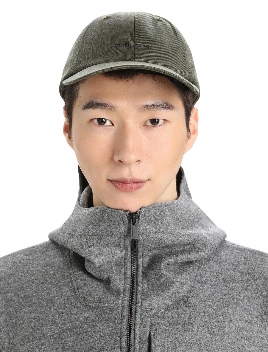 Men's Icebreaker Unisex Merino 6 Panel Hats Loden / Black | CA 1852EBCX